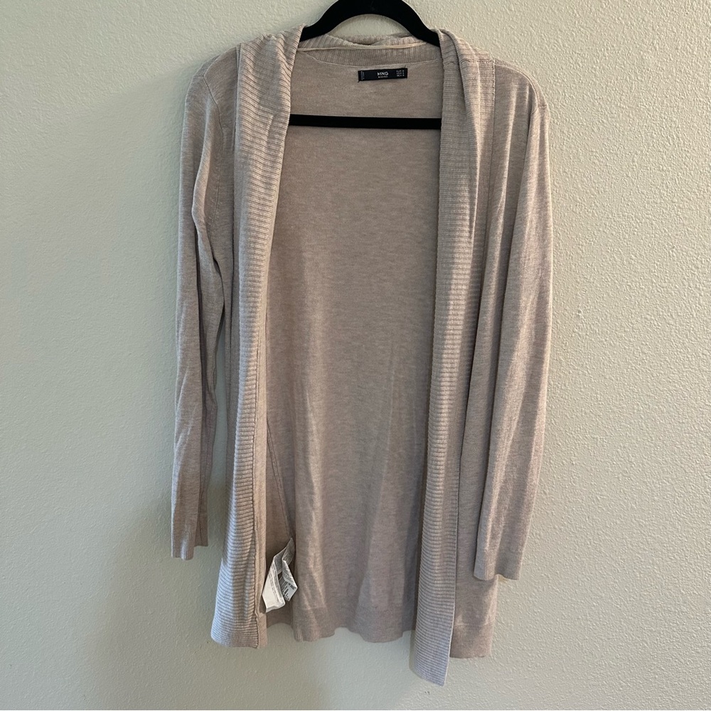 Mango Cream Colored Open-Front Cardigan